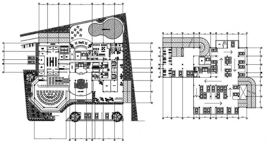 2d cad drawing of hotel outer elevation autocad software