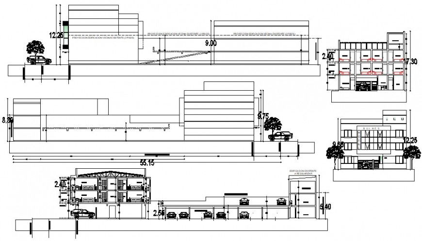 2d cad drawing of hotel parking elevation autocad software