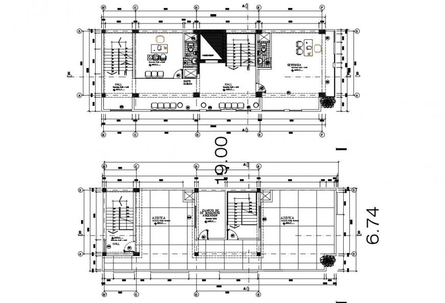 2d cad drawing of hotel top elevation autocad software