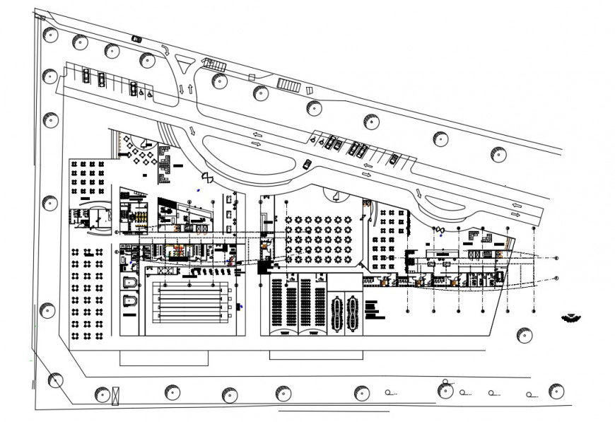 2d cad drawing of hotel view inner plan autocad software