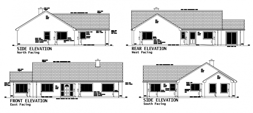 2d cad drawing of house all elevation autocad software