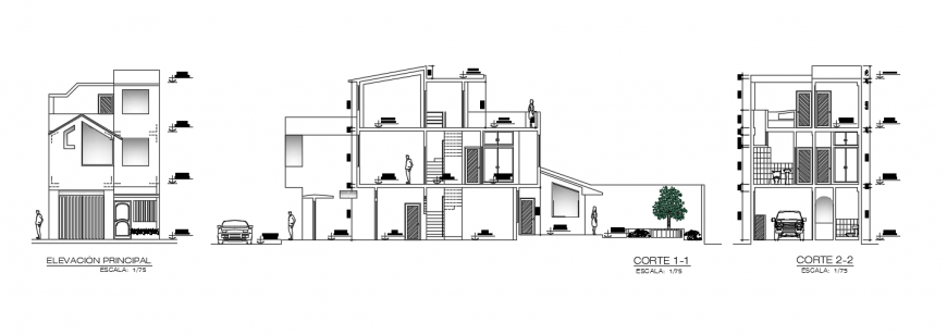 2d cad drawing of house Ashok elevation autocad software