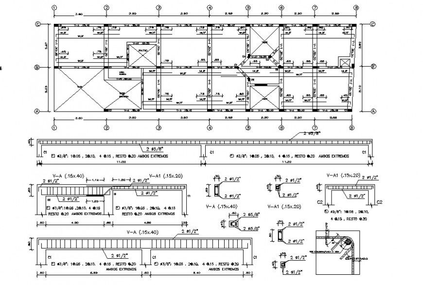 2d cad drawing of house bridge railing autocad file