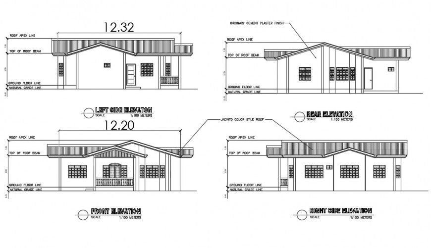 2d cad drawing of house cement plaster autocad software