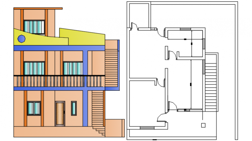 2d cad drawing of house elevation autocad software