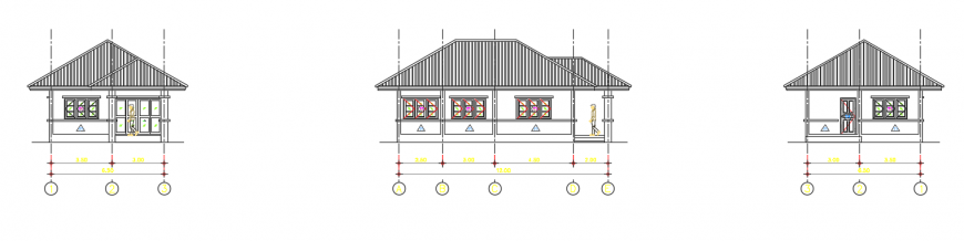2d cad drawing of house elevation form autocad software