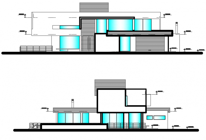 2d cad drawing of house elevation front autocad software