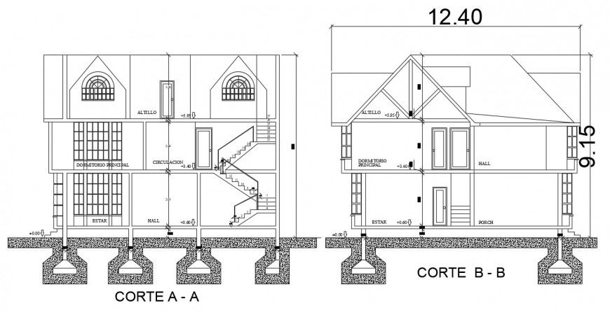 2d cad drawing of house exterior section autocad software