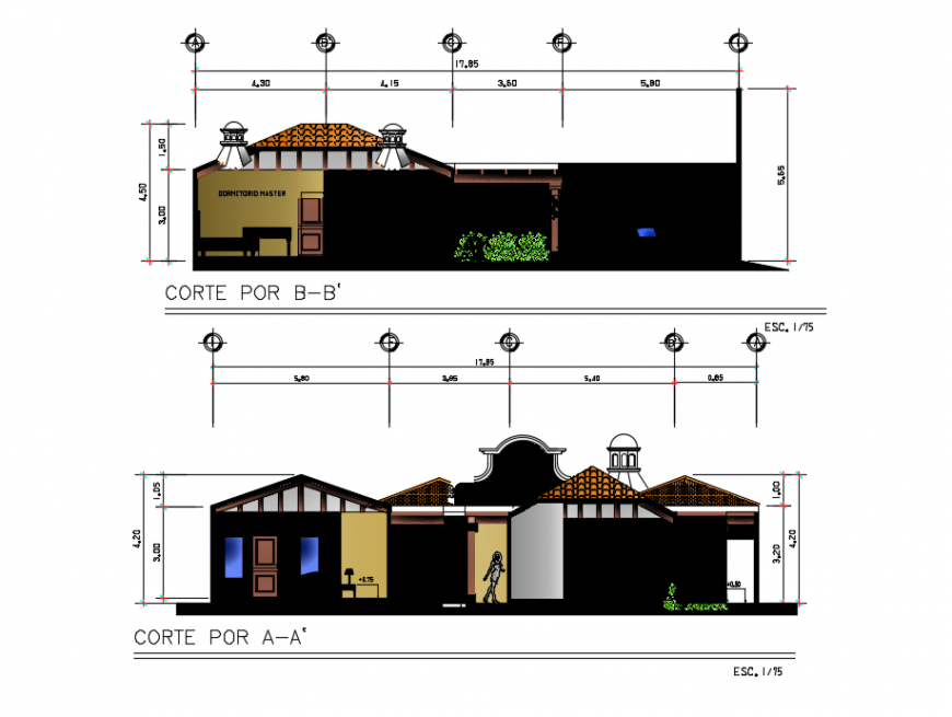 2d cad drawing of house exterior section detail autocad software