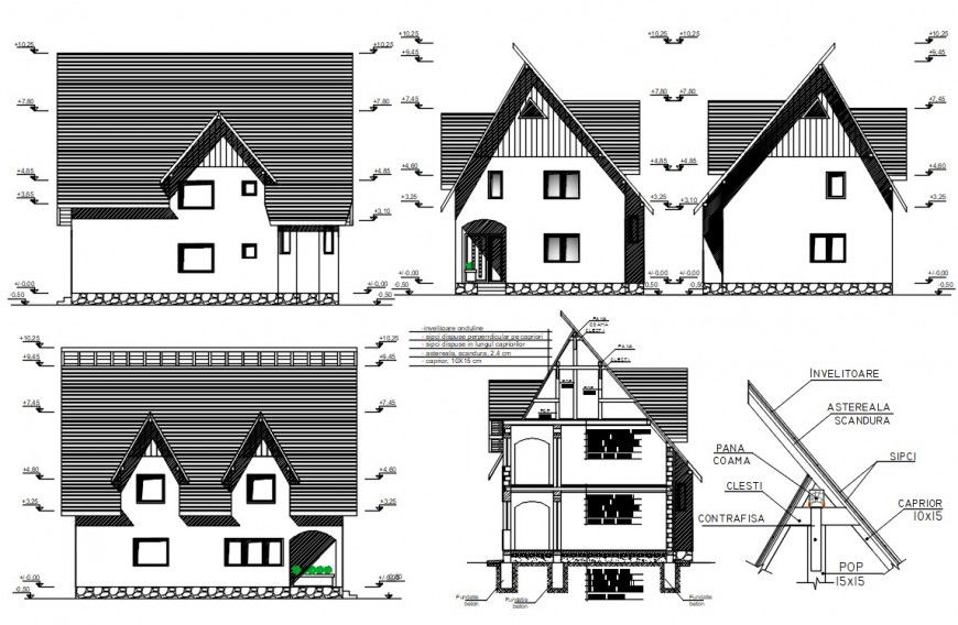 2d cad drawing of house final layout elevation auto cad software