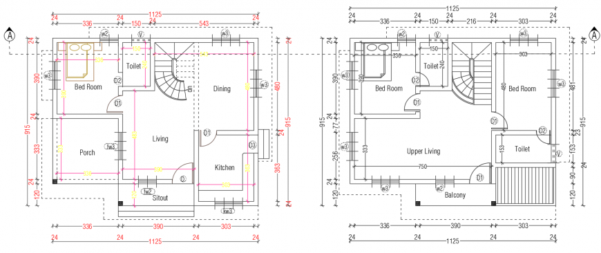 2d cad drawing of house floor plan AutoCAD software