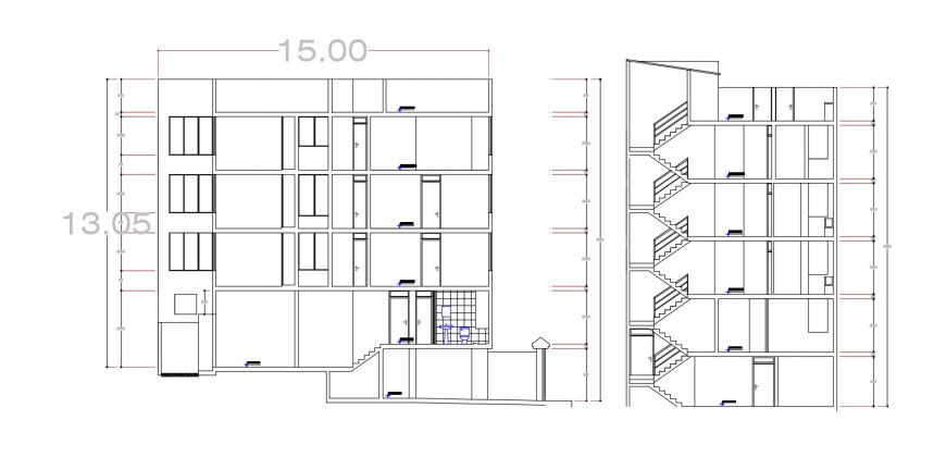 2d cad drawing of housing 5 department exterior autocad software