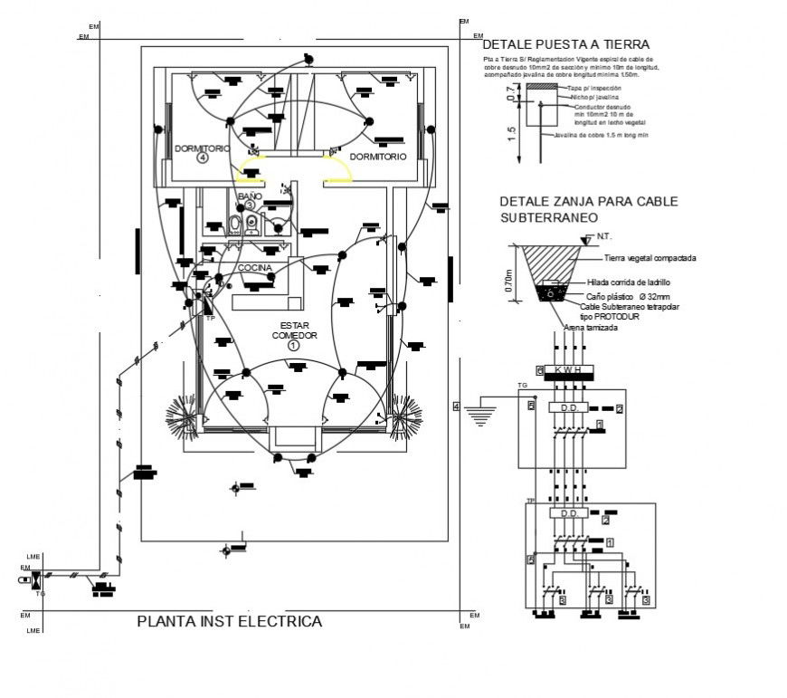 2d cad drawing of housing electrical layout auto cad software