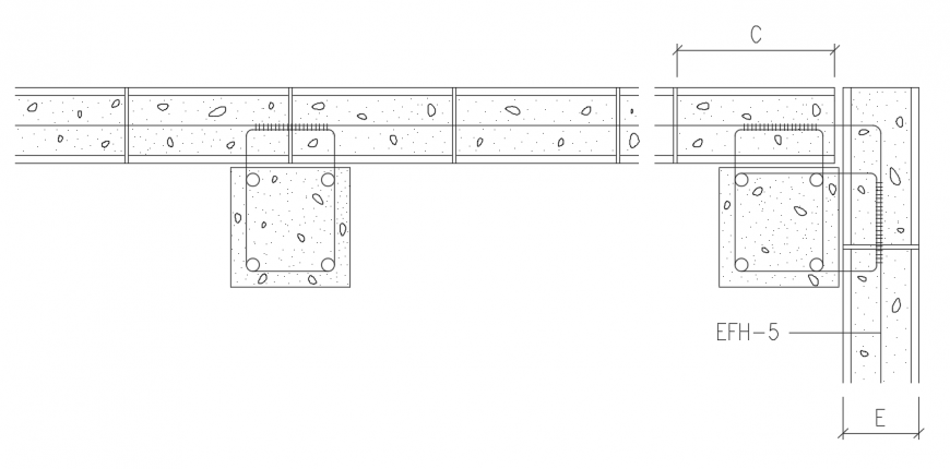 2d cad drawing of in built wall construction auto cad software