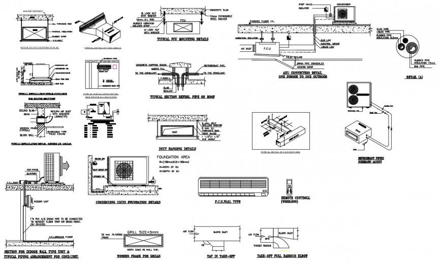 2d cad drawing of indoor wall section type unit autocad file