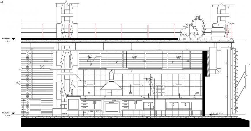 2d cad drawing of industrial cafeteria plan autocad software