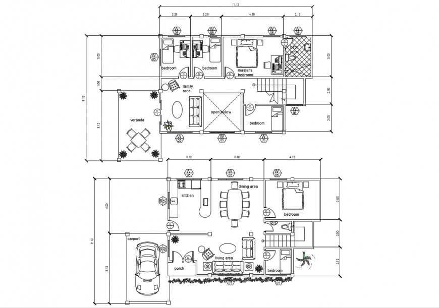 2d cad drawing of inner complete plan autocad software