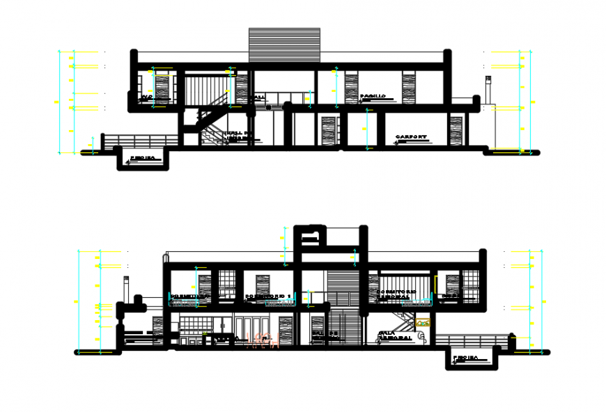 2d cad drawing of inner sections of floor 1 autocad software