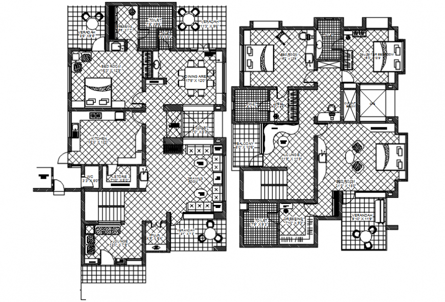 2d cad drawing of interior layout house plan Auto Cad software
