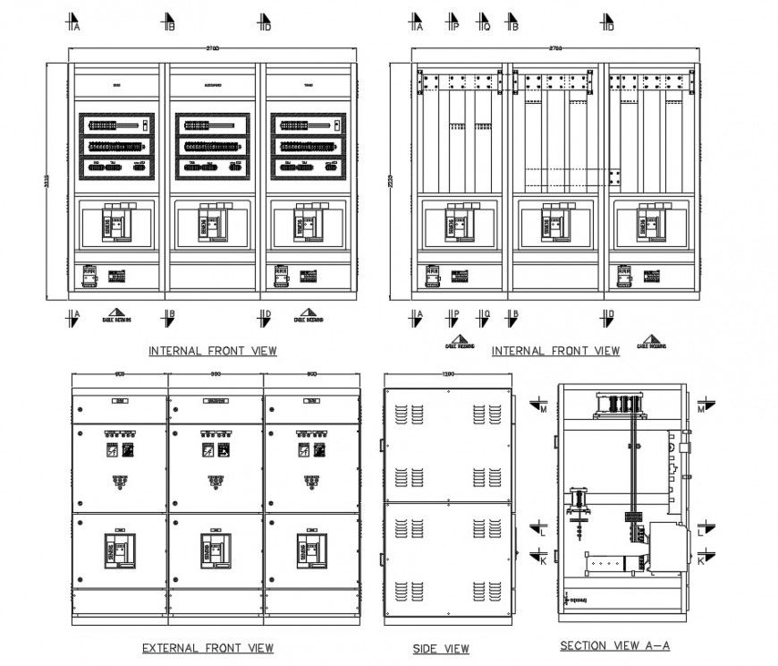 2d cad drawing of internal view elevation autocad software