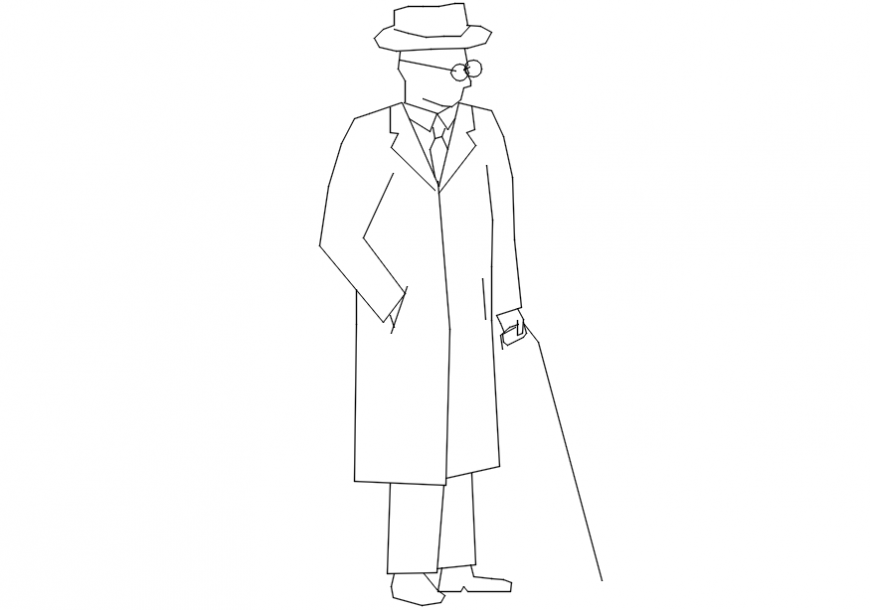 2d cad drawing of jacket man Autocad software.