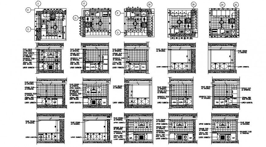 2d cad drawing of kitchen floor details auto cad software