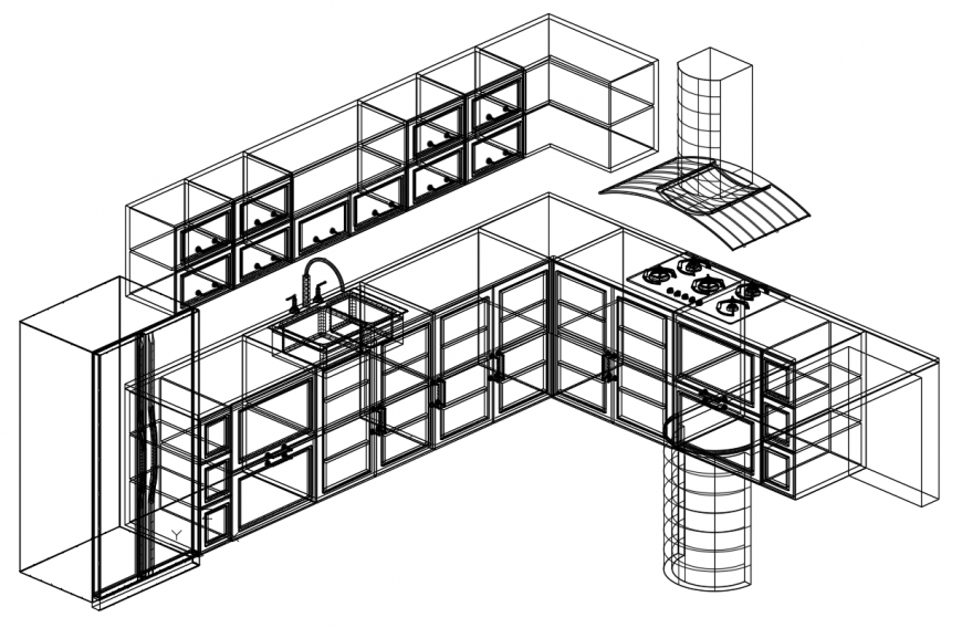 2d cad drawing of kitchen layout auto cad software