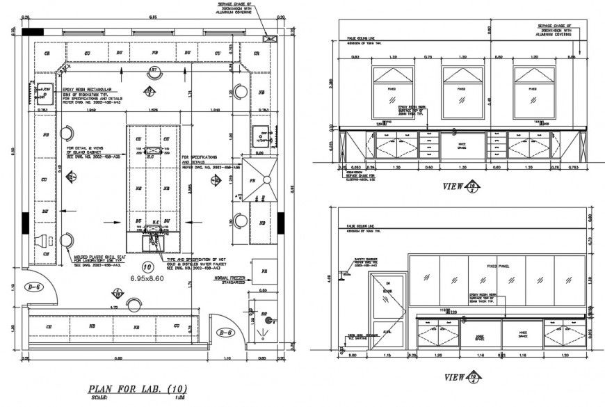2d cad drawing of lab construction elevation AutoCAD file