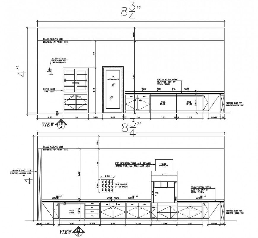 2d cad drawing of lab front elevation AutoCAD file
