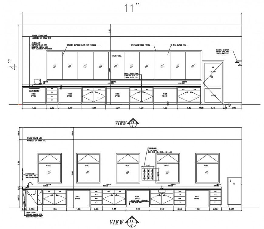 2d cad drawing of lab side elevation AutoCAD file