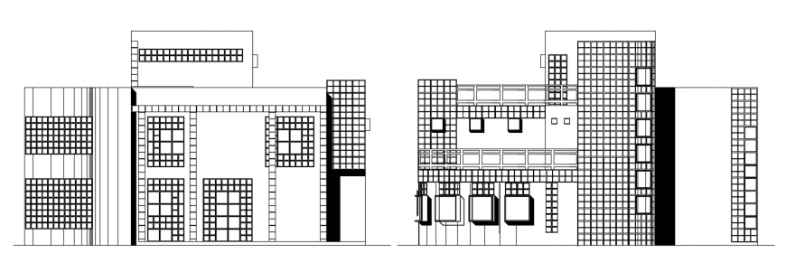 2d cad drawing of late modern house elevation auto cad software