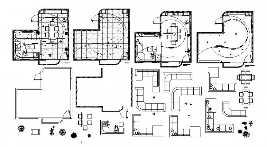 2d cad drawing of living room sofa area auto cad software