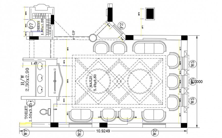 2d cad drawing of lobby waiting for area autocad software