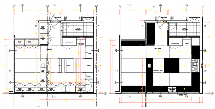 2d cad drawing of luxury kitchen autocad software