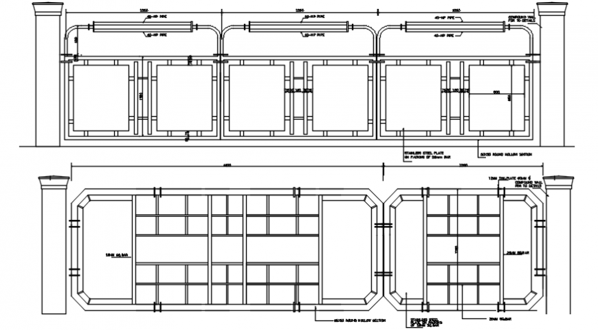 2D cad drawing of main gate  AutoCAD software
