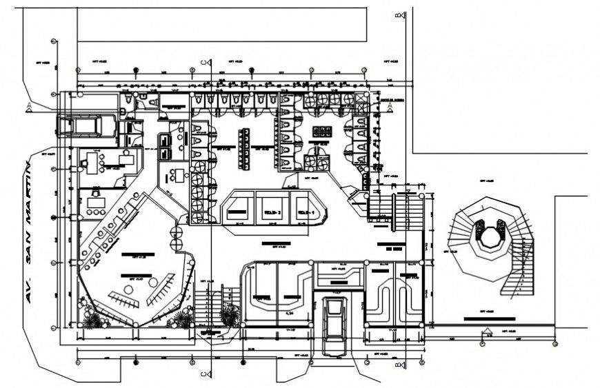 2d cad drawing of mall center section plan autocad software