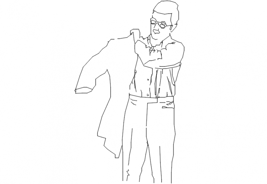 2d cad drawing of men wearing jacket Autocad software