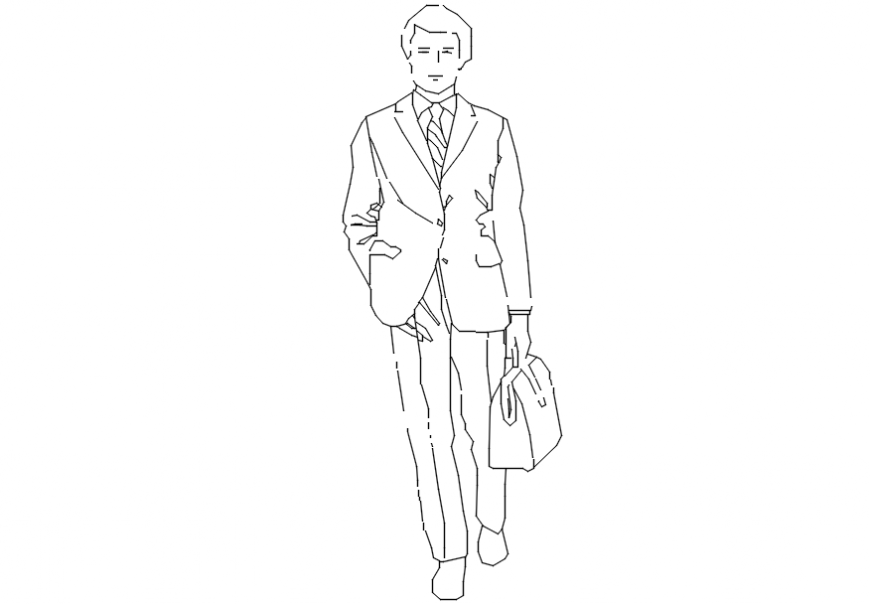 2d cad drawing of men with hand in pocket Autocad software
