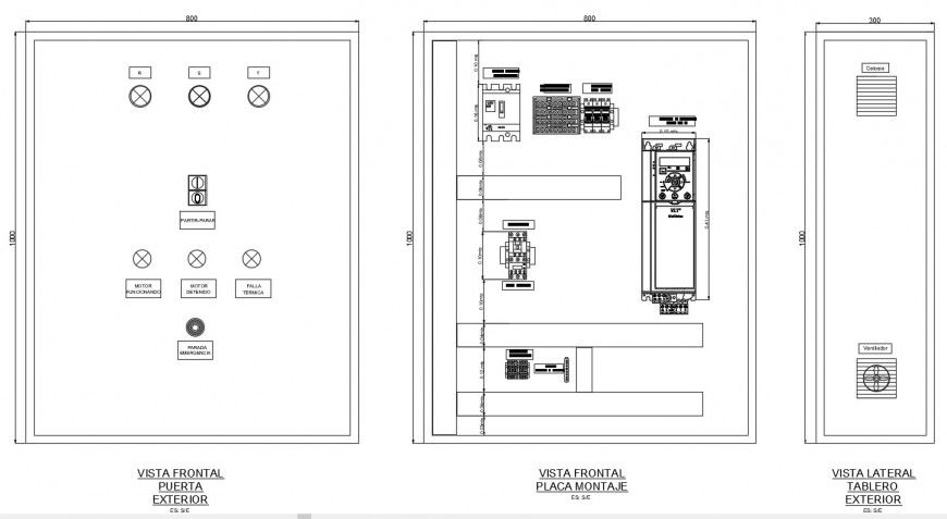 2d cad drawing of monitor elevation layout