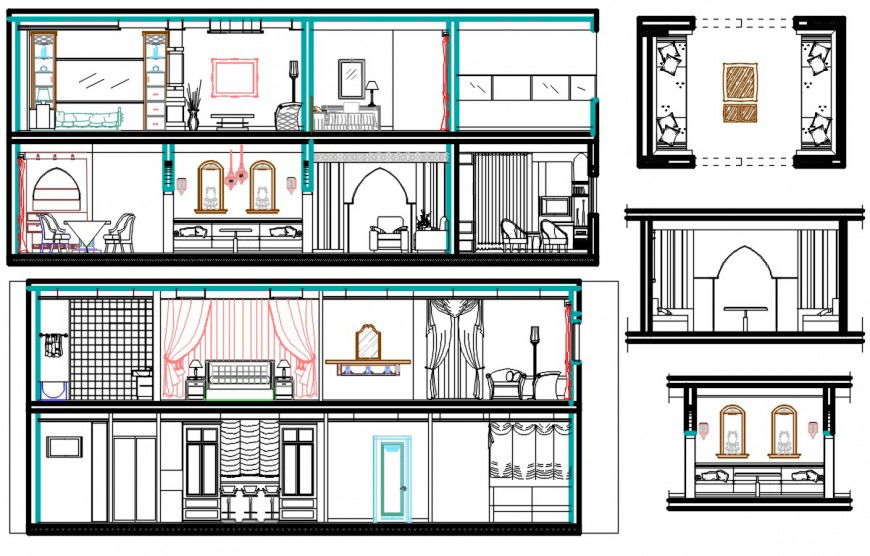 2d cad drawing of Moroccan villa 2 auto cad software