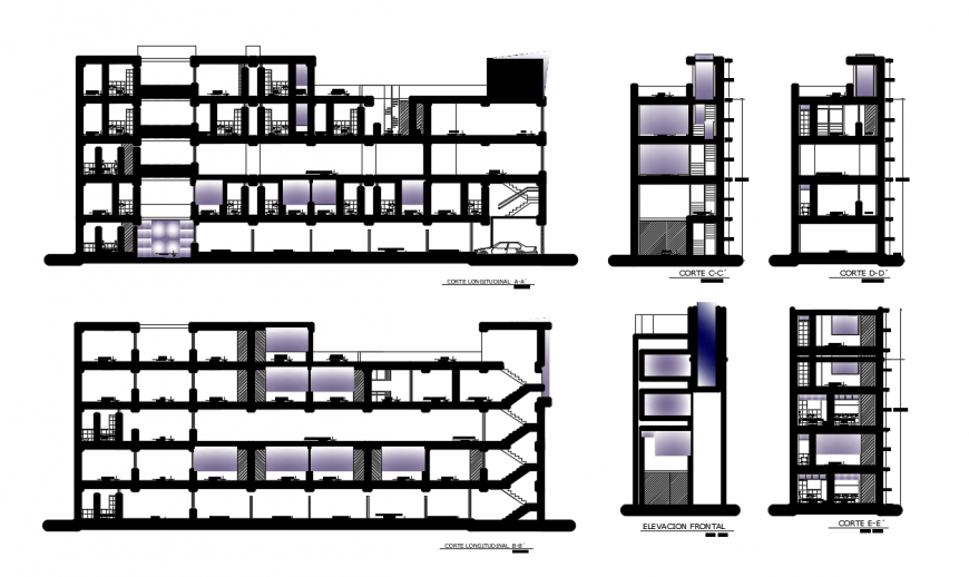 2d cad drawing of multi-computer elevation auto cad software
