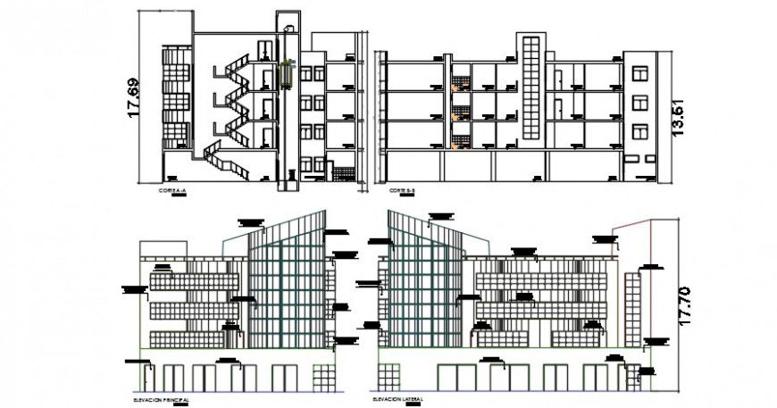 2d cad drawing of office elevation auto cad software