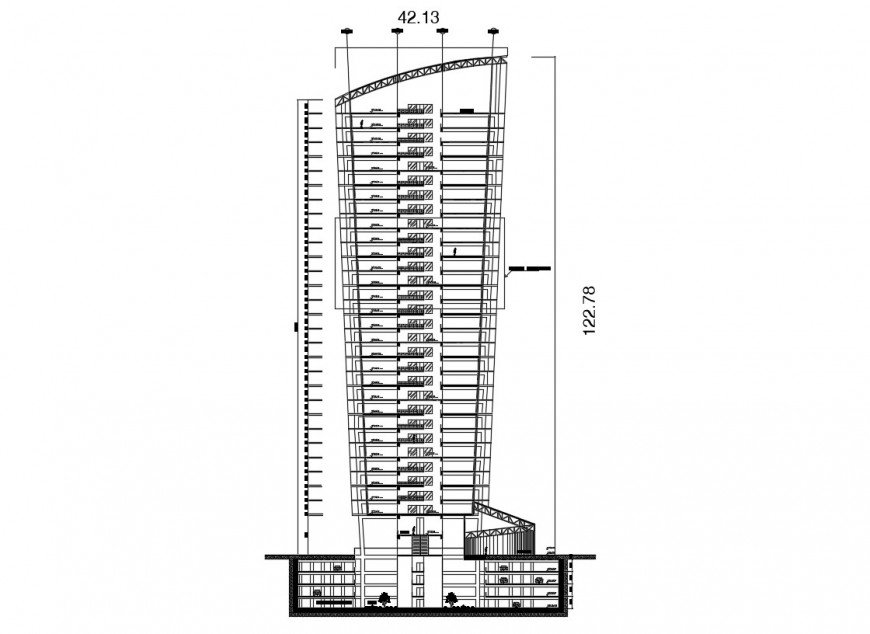 2d cad drawing of office exterior  2 elevation autocad software