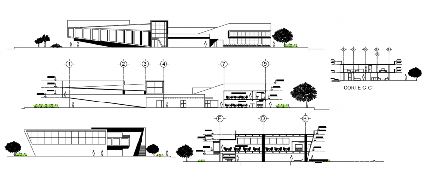 2d cad drawing of office exterior outer view autocad software