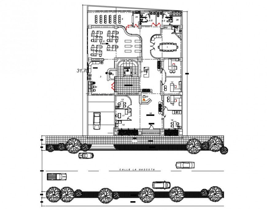 2d cad drawing of office furniture autocad software