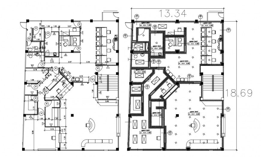 2d cad drawing of office project autocad file