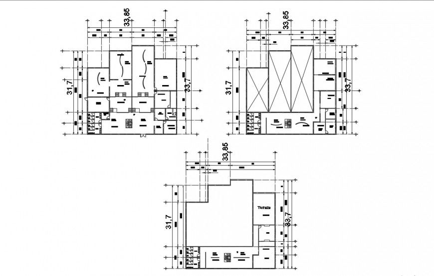 2d cad drawing of office top elevation autocad software