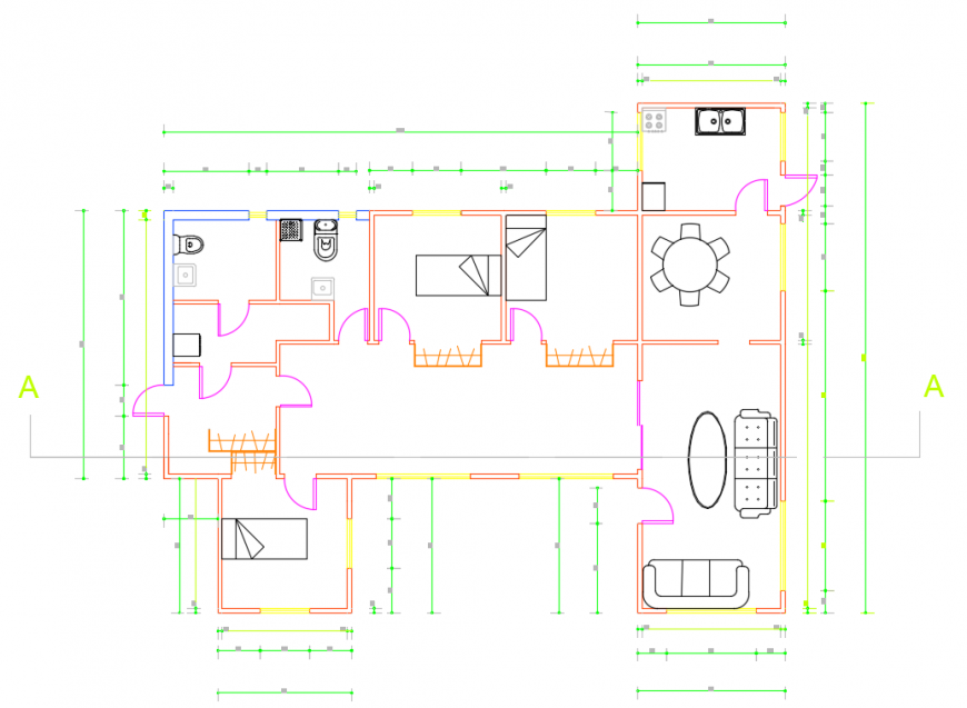 2d cad drawing of P.G house plan autocad software