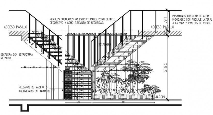 2d cad drawing of panel staircase autocad software
