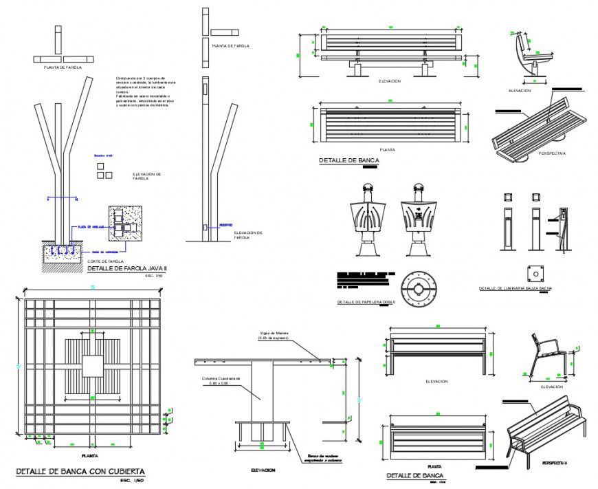 2d cad drawing of park parts autocad software